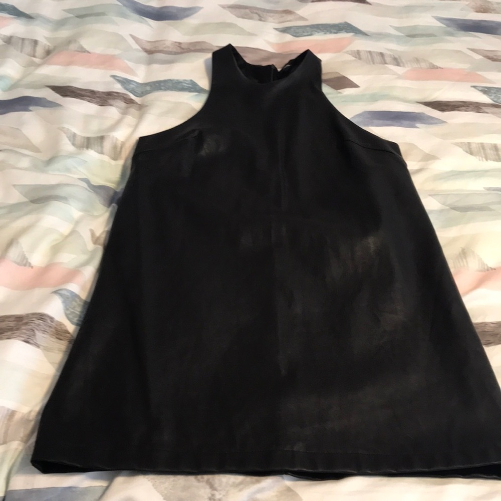Faux leather mini dress